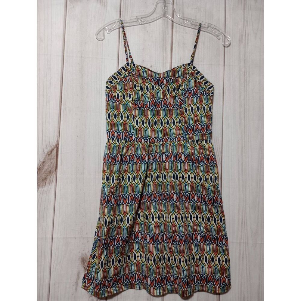 Mossimo Dress Ladies Small‎ Spaghetti Strap Babydoll Mini Orange Yellow Pockets